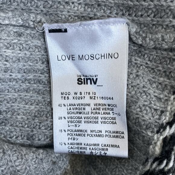 Love Moschino Knit Sweater Pullover Gray 3/4Sleeve Wool Turtleneck Hound… - Picture 5 of 6